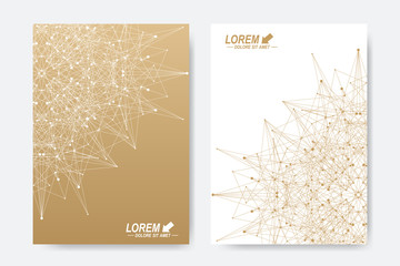 Modern vector template for brochure, Leaflet, flyer, cover, magazine or annual report. A4 size. Business, science, medicine and technology design book layout. Abstract presentation with golden mandala