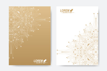 Poster - Modern vector template for brochure, Leaflet, flyer, cover, magazine or annual report. A4 size. Business, science, medicine and technology design book layout. Abstract presentation with golden mandala
