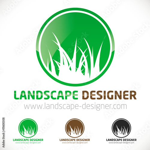 Logo Jardinier Paysagiste Gazon Pelouse Herbe Vert Buy This