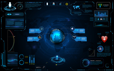 Poster - hud interface global network connection tech innovation concept element template design