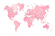World map filled with a photograph of blurred (booked effect) pink hearts