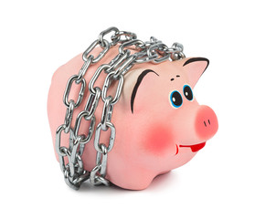 Sticker - Piggy bank and chains