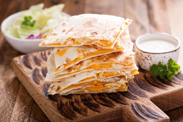 Quesadillas with cheddar and chicken