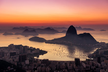 Rio De Janeiro Just Before Sunrise, View With The Sugarloaf Mountain
