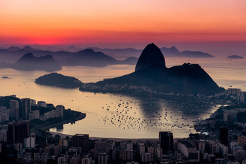 Wall Mural - Rio de Janeiro just before Sunrise, view with the Sugarloaf Mountain