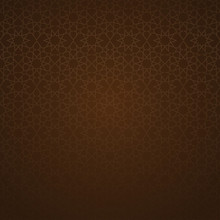 Traditional Arabic Ornament On A Dark Brown Background. Girih - Islamic Decorative Art. Vector Brown Background