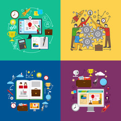 Aufkleber - Web education or online education, online learning and team learning concepts. Vector illustration