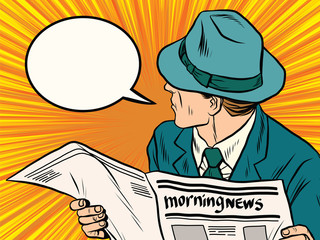 Newspaper reader reaction pop art