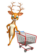 Canvas Print - Deer cartoon character with trolly