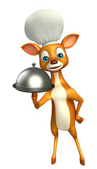 Poster - fun Deer cartoon character with cloche and chef hat