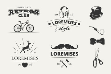 Poster - Hipster vector logos, emblems, labels, badges. Emblem logo set in hipster style. Vintage label designs for hipster brand