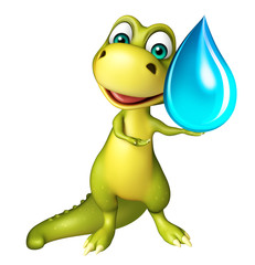 Poster - Dinosaur cartoon character  with water drop