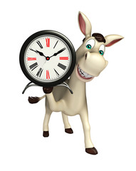 Sticker - Donkey cartoon character with clock