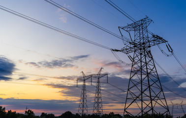 Wall Mural - power line. pylon against a blue sky