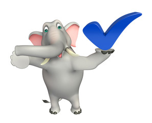 Poster - cute Elephant cartoon character with right sign