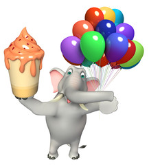 Poster - Elephant cartoon character with ice cream