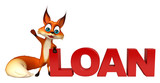 Fototapeta  - fun Fox cartoon character with loan sign