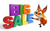 Fototapeta  - Fox cartoon character with big sale sign