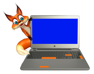 Poster - fun Fox cartoon character with laptop