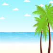 Landscape sea, palm trees and sand
