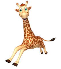 Poster - running Giraffe cartoon character