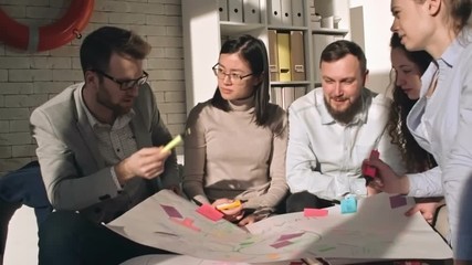 Poster - Slow motion shot of diverse business team discussing ideas in office, shot on Sony NEX 700  