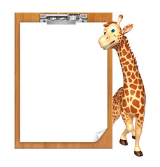 Sticker - cute Giraffe cartoon character with exam pad