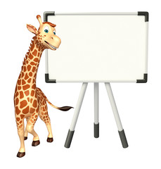 Canvas Print - cute Giraffe cartoon character with dispaly board