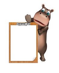 Poster - Hippo cartoon character with exam pad