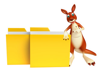 Canvas Print - fun Kangaroo cartoon character with folder