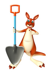 Poster - fun Kangaroo cartoon character with shovel