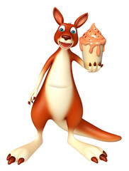 Poster - fun Kangaroo cartoon character with ice-cream