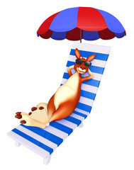 Sticker - fun Kangaroo cartoon character with beach chair  and sunglass