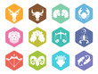zodiac sign icon on hexagon vector set design