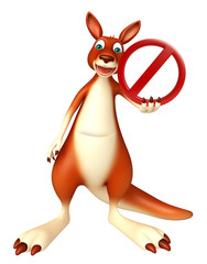 Sticker - fun Kangaroo cartoon character with stop sign