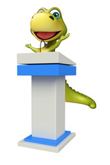 Poster - cute Dinosaur cartoon character with speech stage