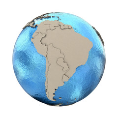 Wall Mural - South America on model of planet Earth