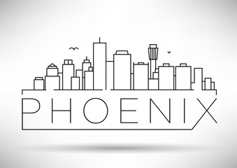 Wall Mural - Minimal Phoenix City Linear Skyline with Typographic Design