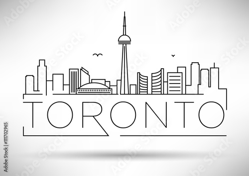 Minimal Toronto City Linear Skyline with Typographic Design Canvas Print