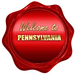 Welcome to pennsylvania, 3D rendering, a red wax seal