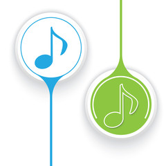 Two vector objects and music icon