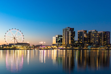 Wall Mural - The docklands waterfront of Melbourne at night