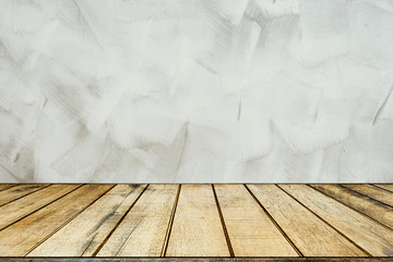 Aufkleber - Grunge Wood Floor with Concrete  Background