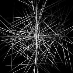 Poster - Random, scattered irregular lines abstract uncolored pattern