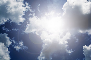 Wall Mural - Sky, Sky with white clouds and filter lens flare in the rainy se