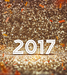 Poster - Vintage filter : happy new year 2017 year number with confetti a