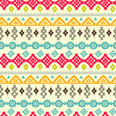 Canvas Print - Tribal art ethnic boho vintage seamless pattern 