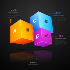 Sticker - 3D cubes infographic for Business.