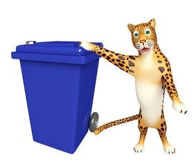 Poster - Leopard cartoon character with dustbin