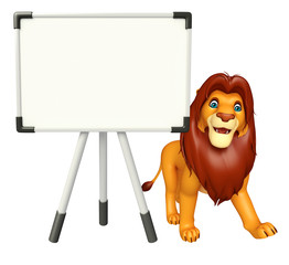 Canvas Print - fun  Lion cartoon character with display board